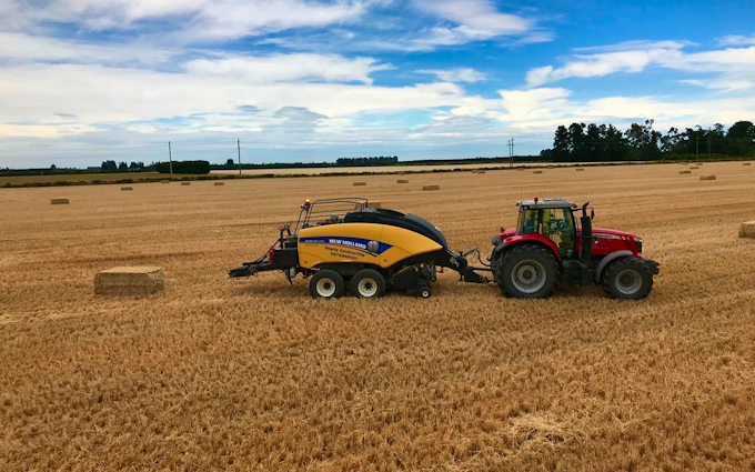 Searle contracting ltd  with Large square baler at Hororata
