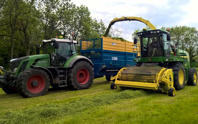 H c beales and co with Silage/grain trailer at Great Ellingham