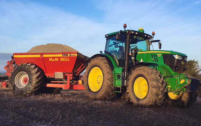 M & m bell contractors with Lime spreader at Memsie