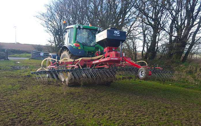 Dan hirst agricultural contractors  with Drill at United Kingdom