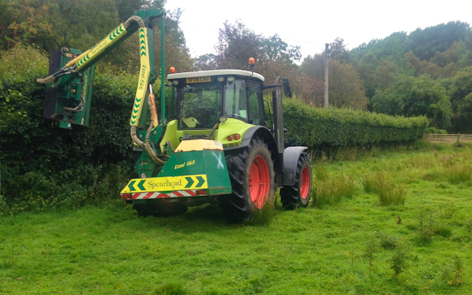 David barron  with Hedge cutter at Tarland