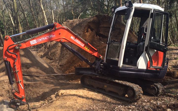 Cru contractors ltd with Ditch cleaner at Hadleigh