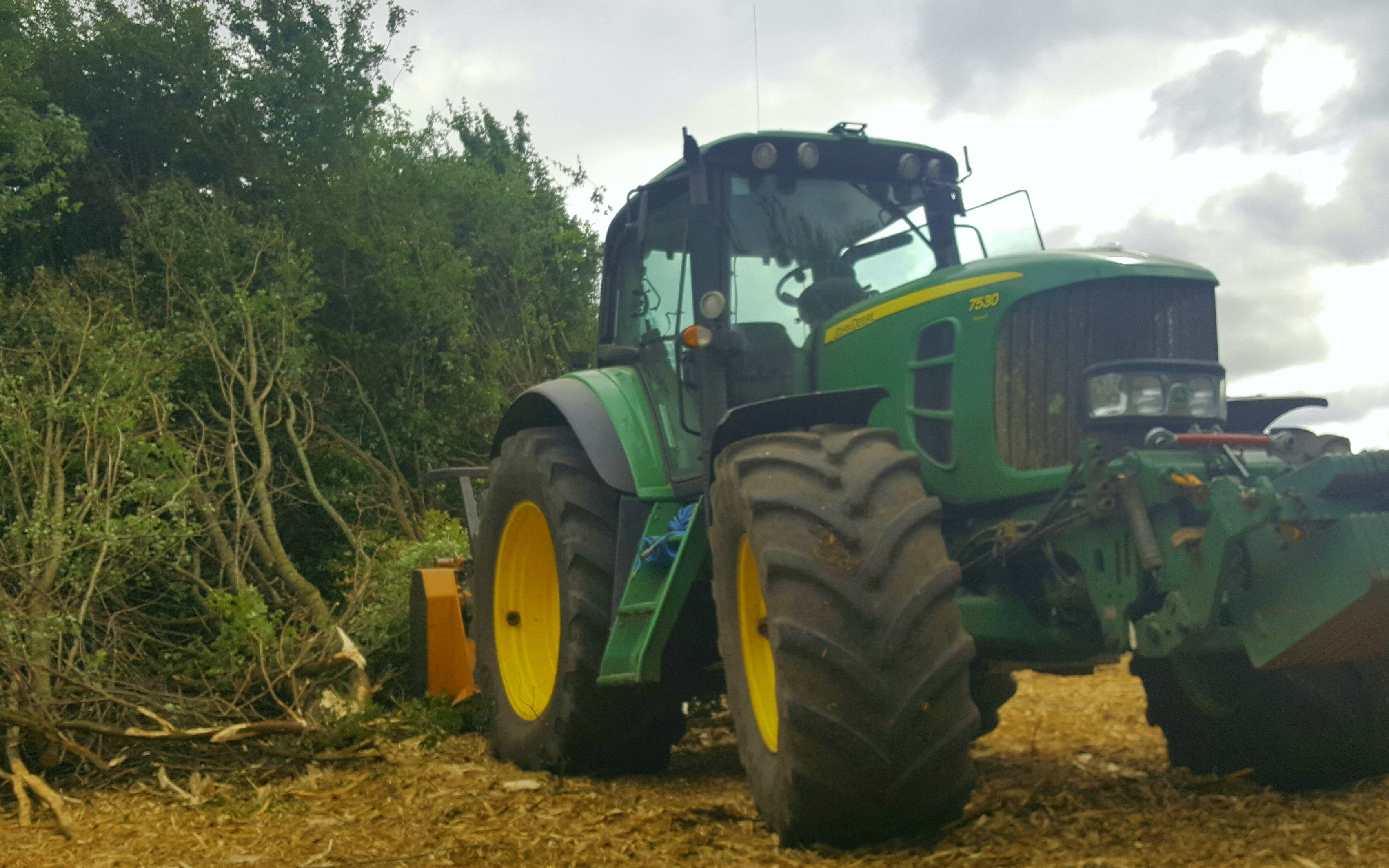 Andy smith agricultural contracting with Mulcher at Dinton