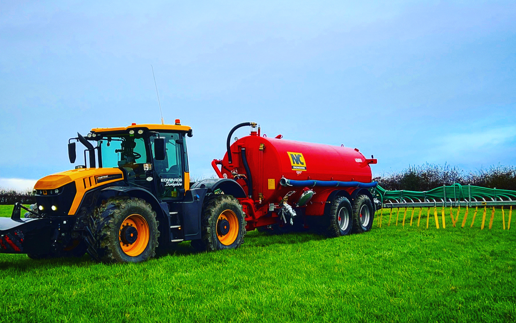 Edwards agricultural contracting with Slurry spreader/injector at Tibshelf