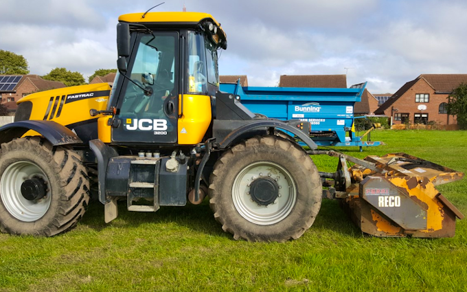 Jlr farm services with Verge/flail Mower at Misterton