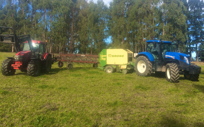 Miln contracting  with Round baler at Glentui