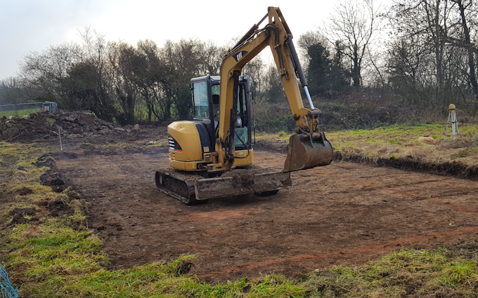 Murray farms ltd with Mini digger at Cressage