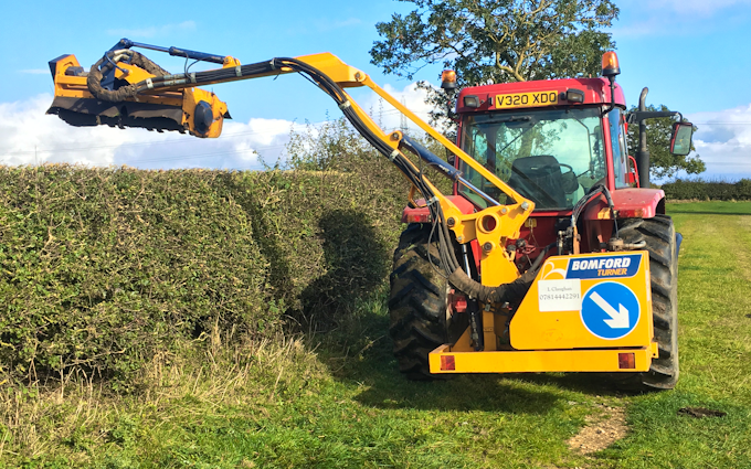 Liam claughan  with Hedge cutter at Hartlepool