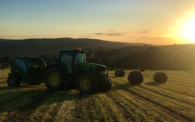 F. fryer & sons  with Round baler at Ilkley