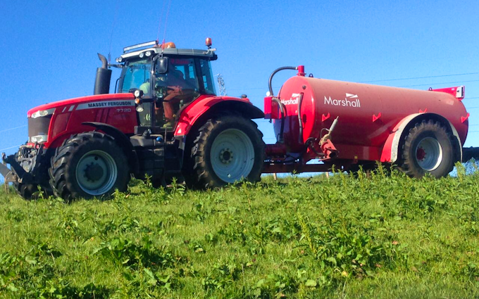 Mains of allanbuie farmers & contractors with Slurry spreader/injector at United Kingdom