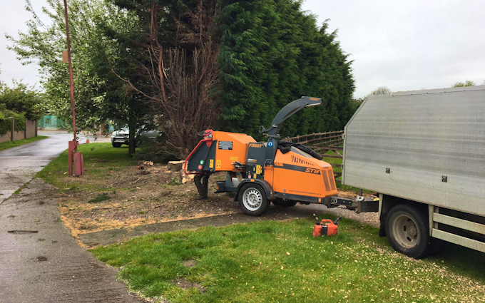 Taylor tree services with Wood chipper at Fosse Lane