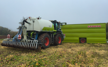 M g ricketts  with Slurry spreader/injector at Glasbury