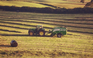 Manford farm contractors  with Baler wrapper combination at Oswestry
