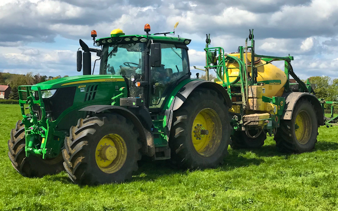 David marshall agricultural contractor with Trailed sprayer at Albrighton