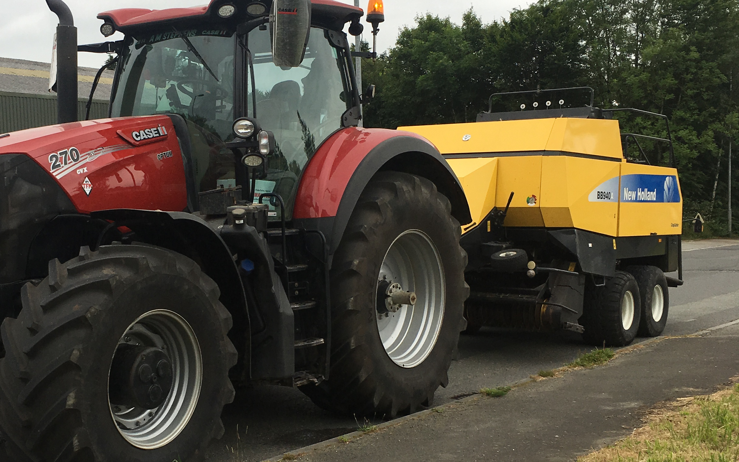 Andrew stephens with Large square baler at Bosvargus