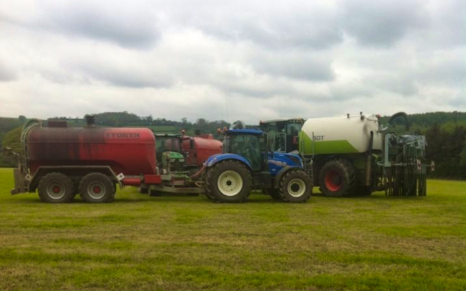 M g ricketts  with Slurry spreader/injector at Glasbury