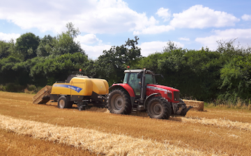 A and c agri with Large square baler at Coleorton