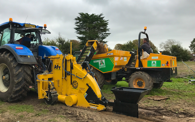 Ams contracting ltd with Drainage Trencher at Birdham