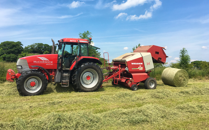 Anthony agricultural  with Round baler at Hazel Grove