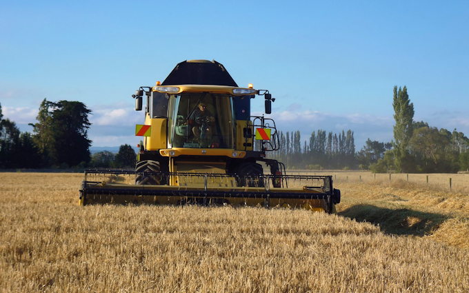 Mckenzie brooker contracting  with Combine harvester at Oxford