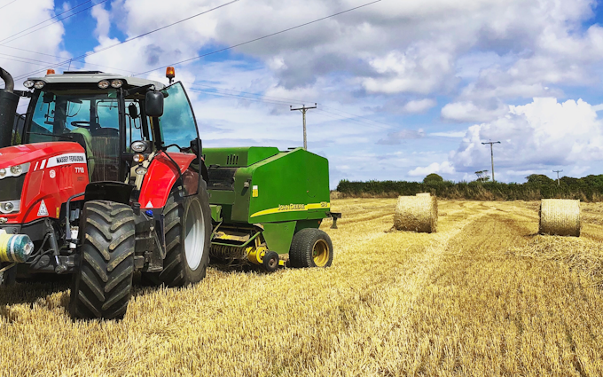 Langworthy produce with Round baler at Aveton Gifford