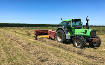 Drummond contracting ltd with Small square baler at Ashburton