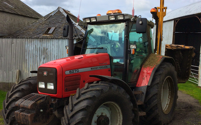 C. fulton agri services  with Hedge cutter at Lesmahagow