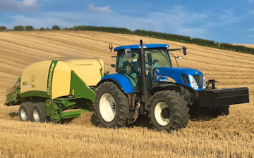 Wolds contracting with Large square baler at Acklam