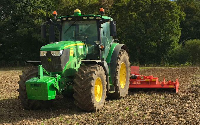 O chantry agricultural services with Power harrow at Darsham