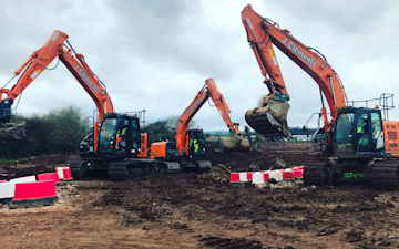 John clements contracting ltd with Excavator at Camomile Way