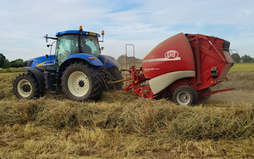 N stoker agriculture with Round baler at Monk Fryston