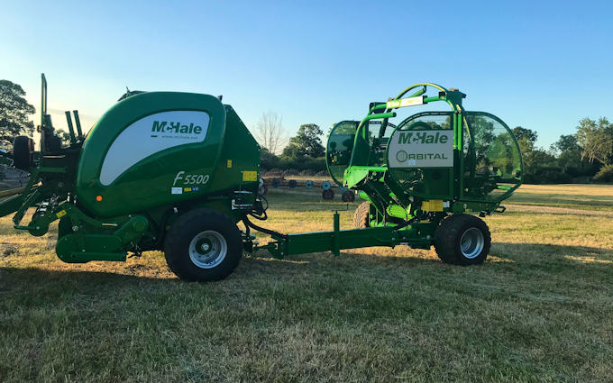 Edwards agricultural services  with Baler wrapper combination at Chorley