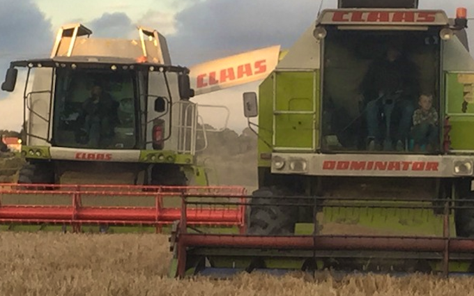 Martin hays contracting with Combine harvester at Clay Cross