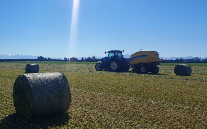 Woudenberg contracting with Round baler at West Melton