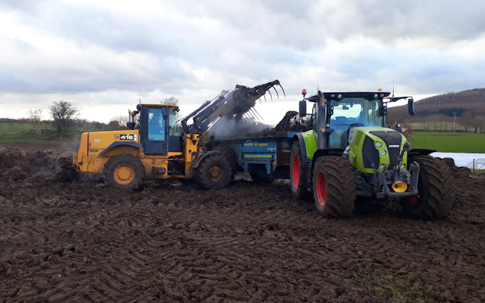 P.r, j.m & s.r houlston agricultural contractors with Manure/waste spreader at Glaisdale